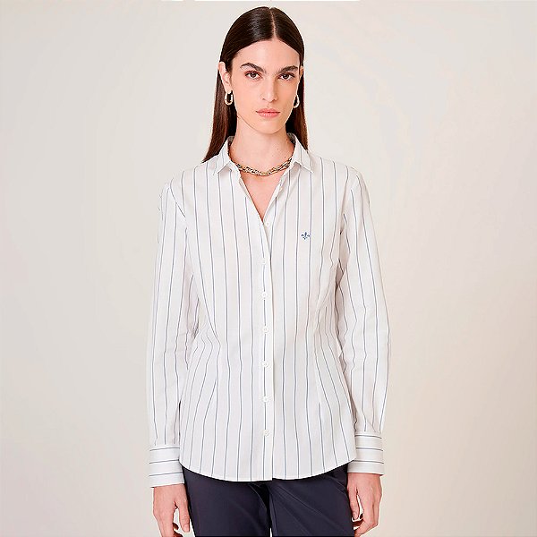 Camisa Dudalina Slim Ft Listrado In26 Branco Feminino