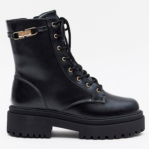 Bota Easy Lança Perfume Coturno Passante In26 Preto Feminino