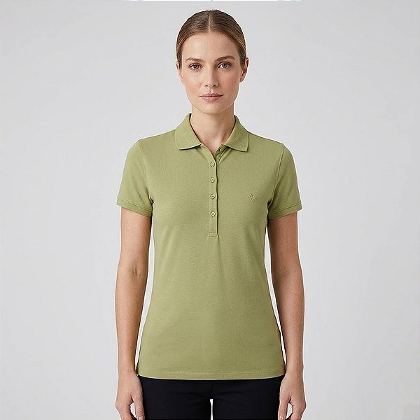 Camisa Polo Dudalina Dec V Peruan In26 Verde Feminino