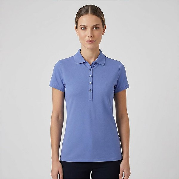 Camisa Polo Dudalina Dec V Peruan In26 Azul Feminino