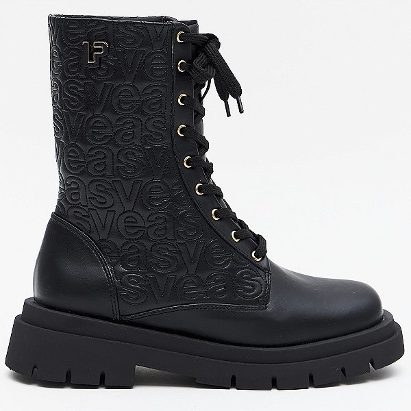 Bota Easy Lança Perfume Coturno Bordado In26 Preto Feminino