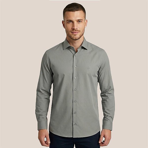 Camisa Dudalina Comfort Lisa In26 Cinza Masculino