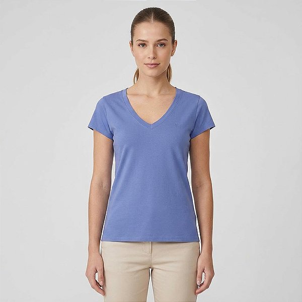 Blusa Dudalina Dec V Peruan In26 Azul Feminino