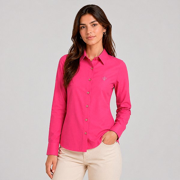 Camisa Dudalina Luxury Cetim Stretch In26 Rosa Feminino