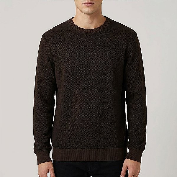 Suéter Tricot John John Smooth Cafe In26 Marrom Masculino
