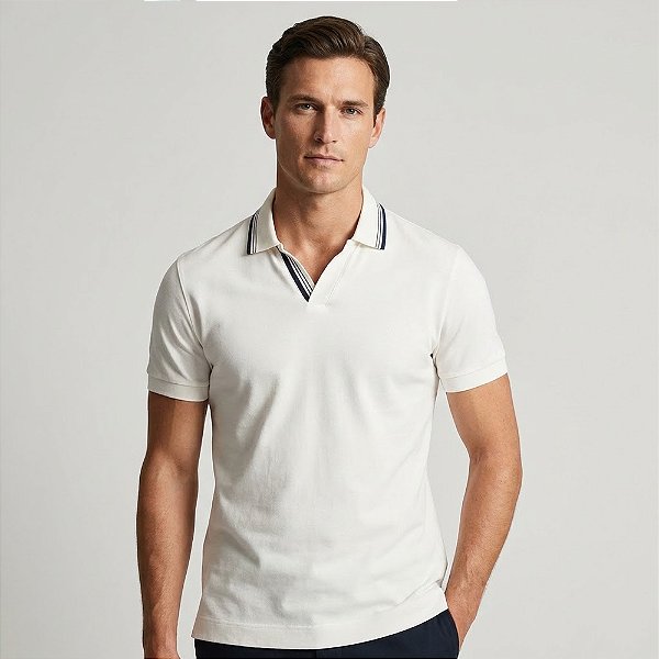 Camisa Polo Aramis Listras Navy In26 Off White Masculino