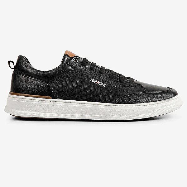 Sapatênis de Couro Ferracini Gold Fr 2072B Preto Masculino