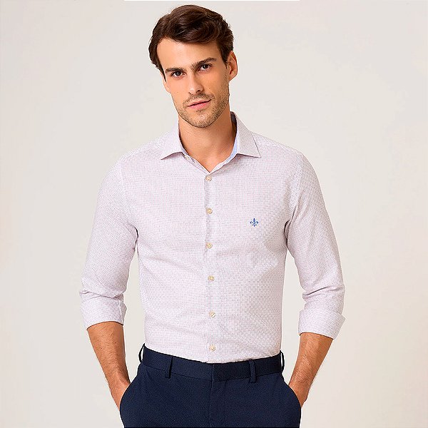 Camisa Dudalina Maquinetada Milano In26 Branco Masculino