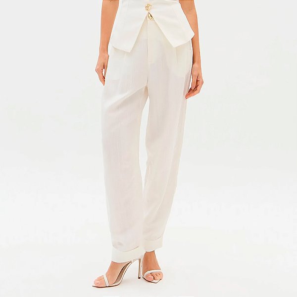 Calça Lança Perfume Carrot Linho In26 Off White Feminino
