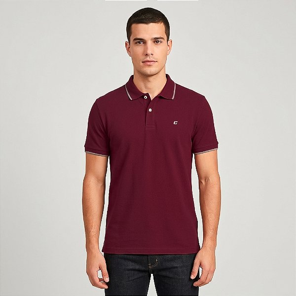 Camisa Polo Colcci Logo Line Ou26 Bordô Masculino