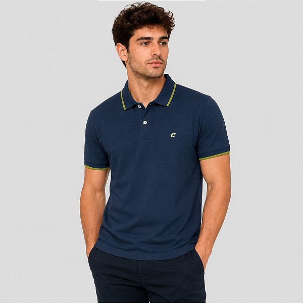 Camisa Polo Colcci Piquet Logo Fx In26 Marinho Masculino