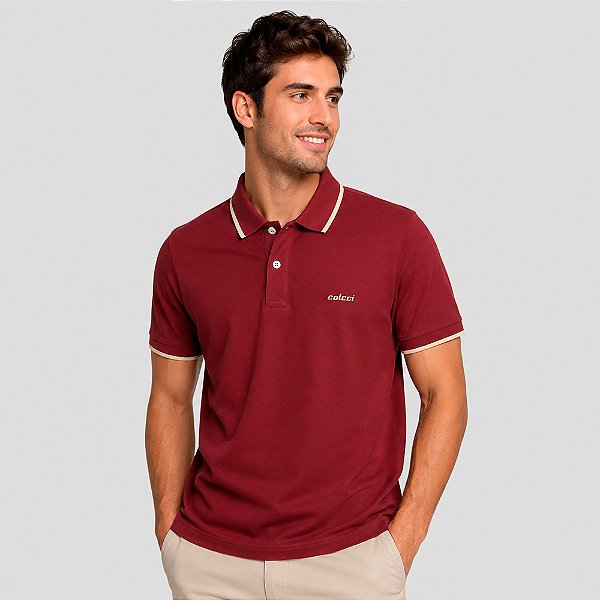 Camisa Polo Colcci Piquet 1 Listra In26 Bordô Masculino