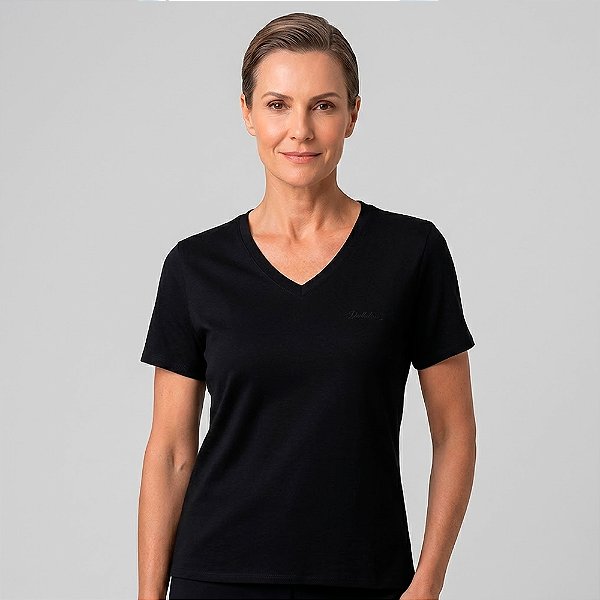 Blusa Dudalina Iris Decote V Pr27 Preto Feminino