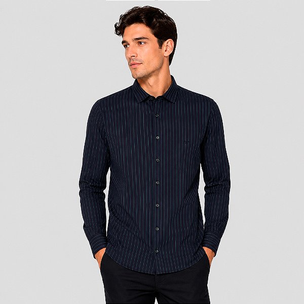 Camisa Dudalina Comfort Tricot Pr27 Marinho Masculino