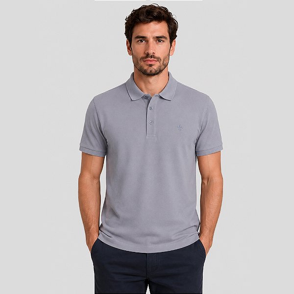 Camisa Polo Dudalina Essential Color Pr27 Cinza Masculino