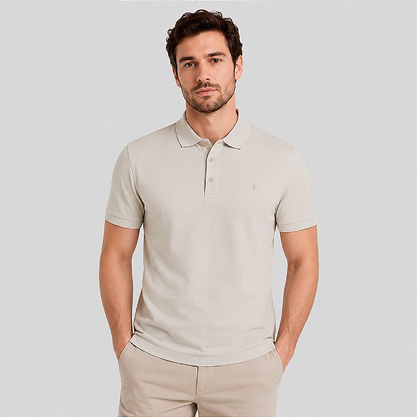 Camisa Polo Dudalina Essential Pr27 Bege Masculino