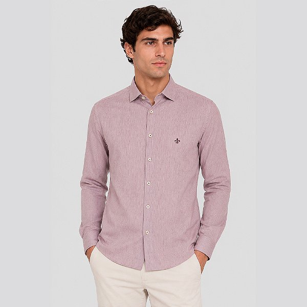 Camisa Slim Dudalina Slim Tricoline Pr27 Bordô Masculino