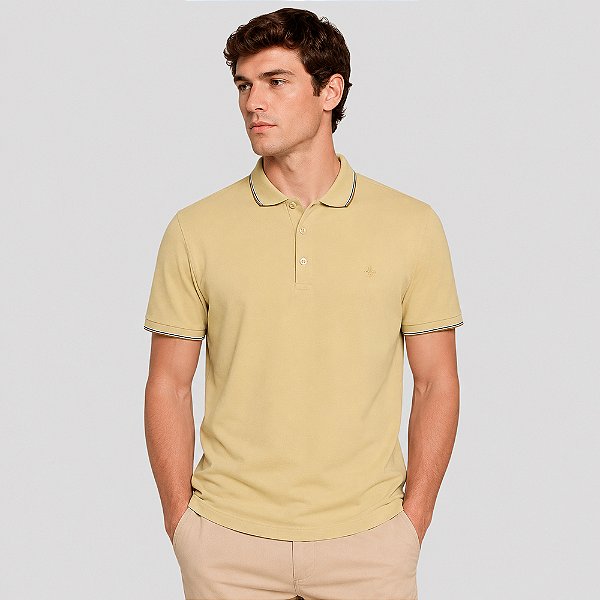 Camisa Polo Dudalina Frisos Degradê Pr27 Amarelo Masculino