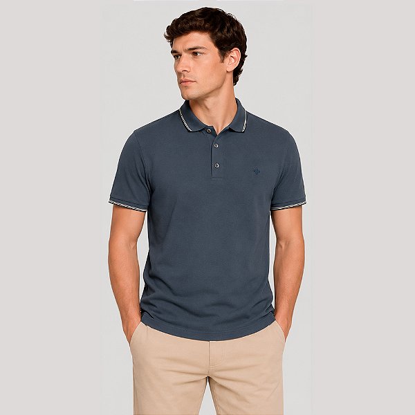 Camisa Polo Dudalina Frisos Degrade Pr27 Cinza Masculino