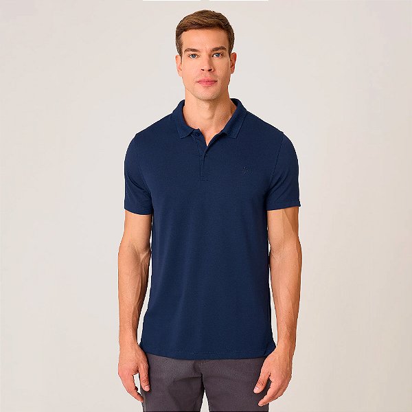 Camisa Polo Dudalina Malha Model Binada Pr27 Azul Masculino