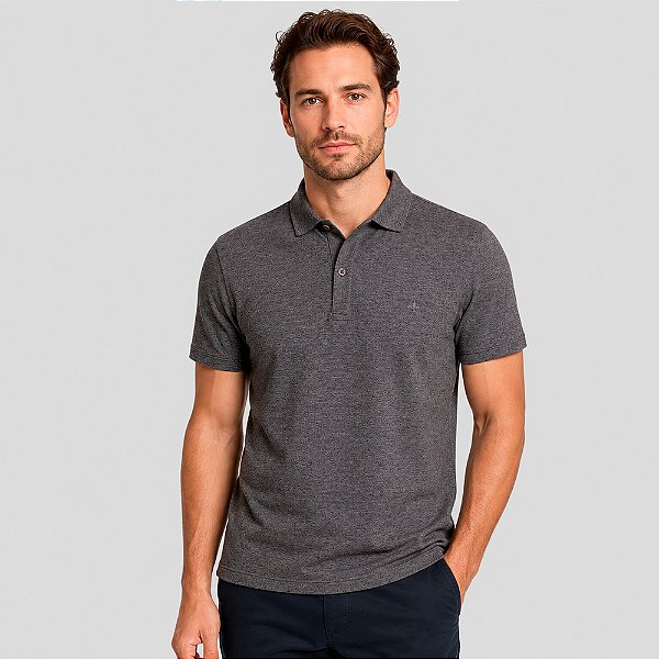 Camisa Polo Dudalina Linho Pr27 Grafite Masculino
