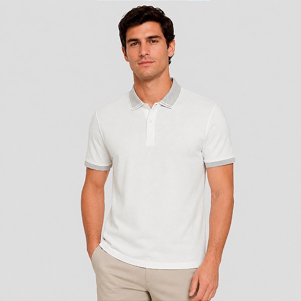 Camisa Polo Dudalina Piquet Binada Pr27 Off White Masculino