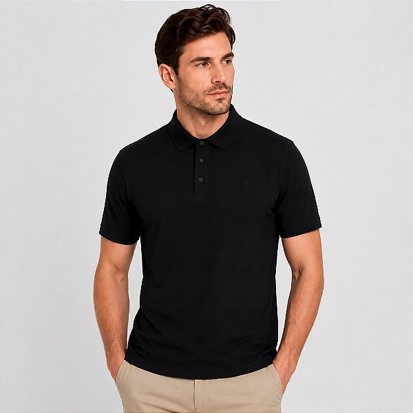 Camisa Polo Dudalina Malha Tech Texture Pr27 Preto Masculino
