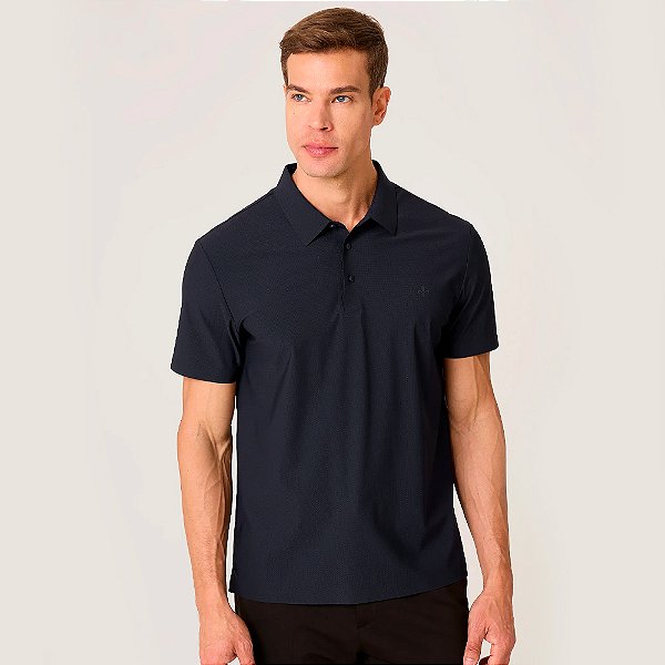 Camisa Polo Dudalina Malha Texture Pr27 Marinho Masculino