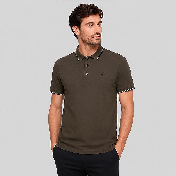 Camisa Polo Dudalina Frisos Degrade Pr27 Marrom Masculino