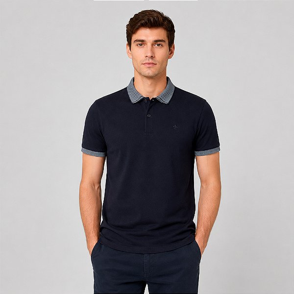 Camisa Polo Dudalina Piquet Binada Pr27 Marinho Masculino