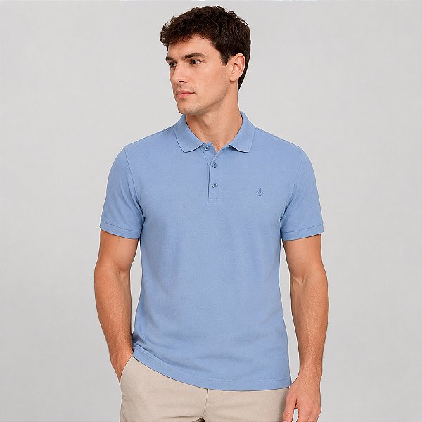 Camisa Polo Dudalina Essential Pr27 Azul Masculino