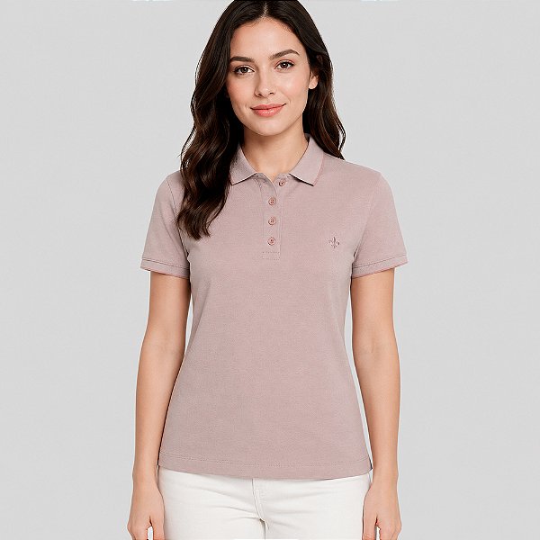 Camisa Polo Dudalina Isis Pr27 Rosa Feminino