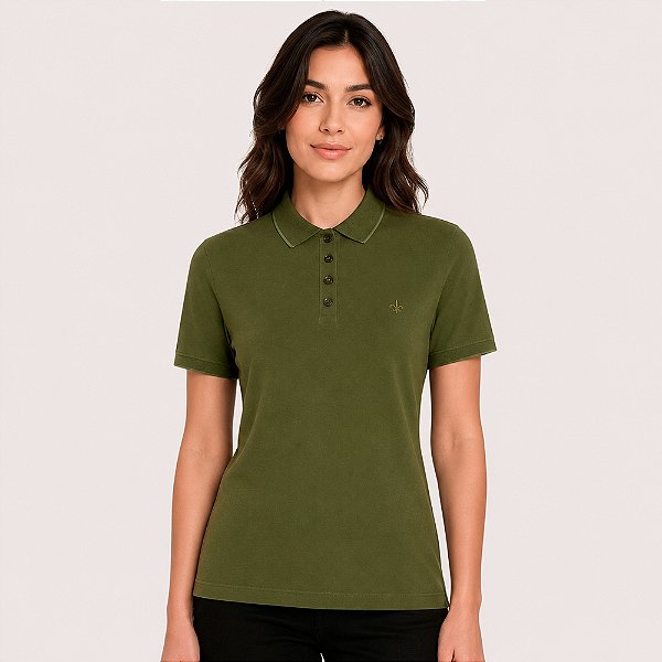 Camisa Polo Dudalina Isis Pr27 Verde Feminino