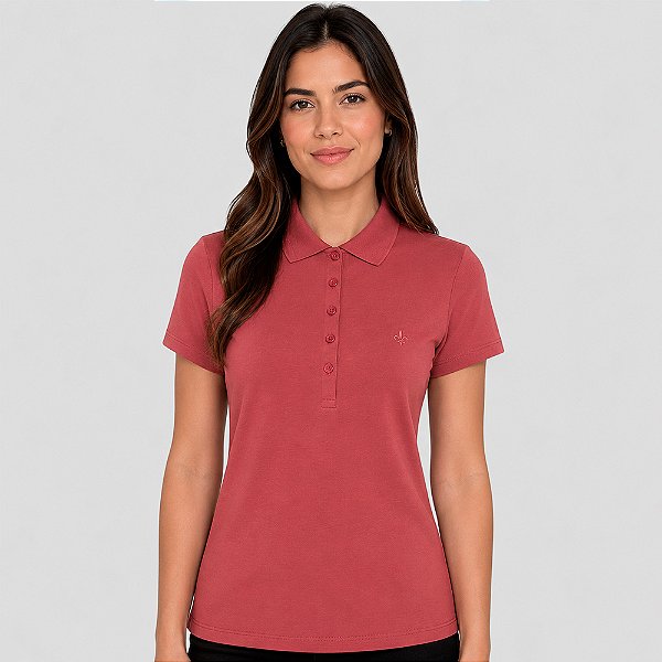 Camisa Polo Dudalina Classic Pr27 Rosa Feminino