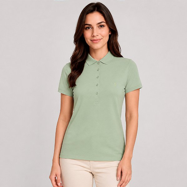 Camisa Polo Dudalina Classic Pr27 Verde Feminino