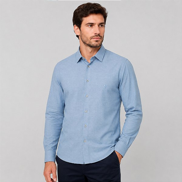 Camisa Dudalina Milano Oxford Pr27 Azul Masculino