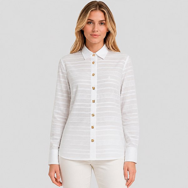 Camisa Dudalina Regular Maquinetada Pr27 Off White Feminino
