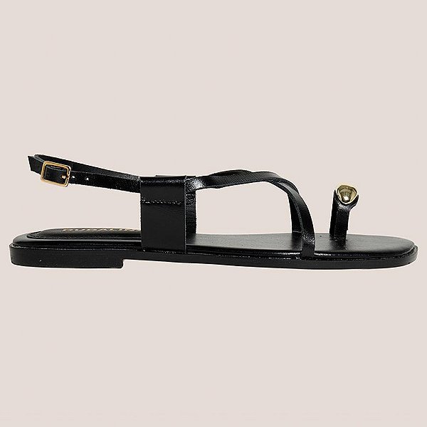 Rasteira Dudalina Faixas Pr27 Preto Feminino