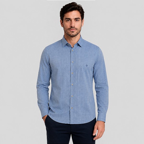 Camisa Dudalina Comfort Flame Pr27 Azul Masculino