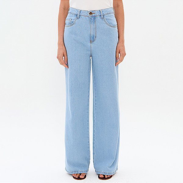 Calça Jeans Lança Perfume Wide Leg High Pr27 Azul Feminino
