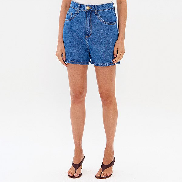 Bermuda Jeans Lança Perfume Comfort High Pr27 Azul Feminino