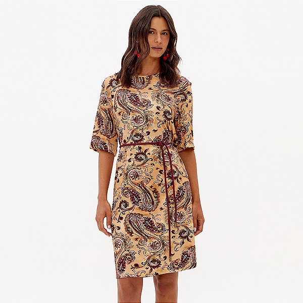 Vestido Curto Lança Perfume Malha Viscose Pr27 Bege Feminino