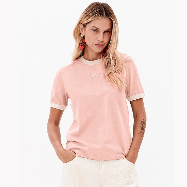 Camiseta Babylook Lança Perfume Bordado Pr27 Rosa Feminino