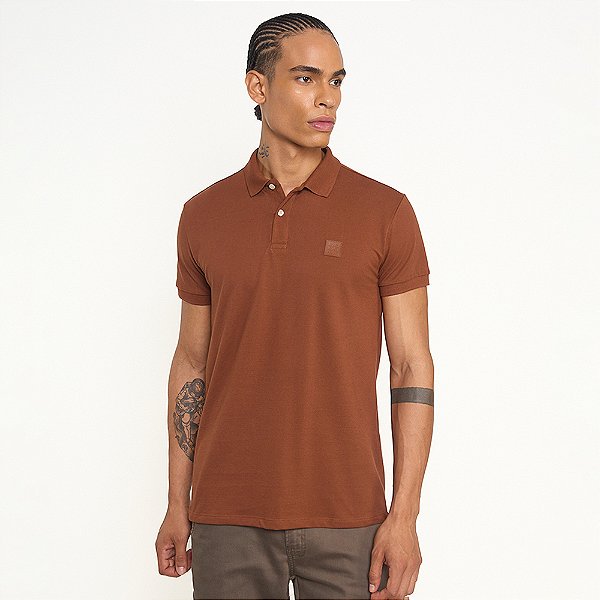 Camisa Polo Colcci Patch Pr27 Marrom Masculino