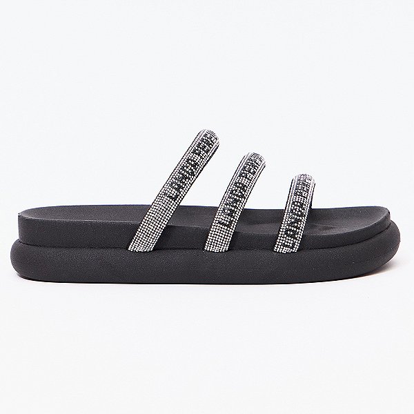 Chinelo Slide Easy Lança Perfume Tiras Pr27 Preto Feminino