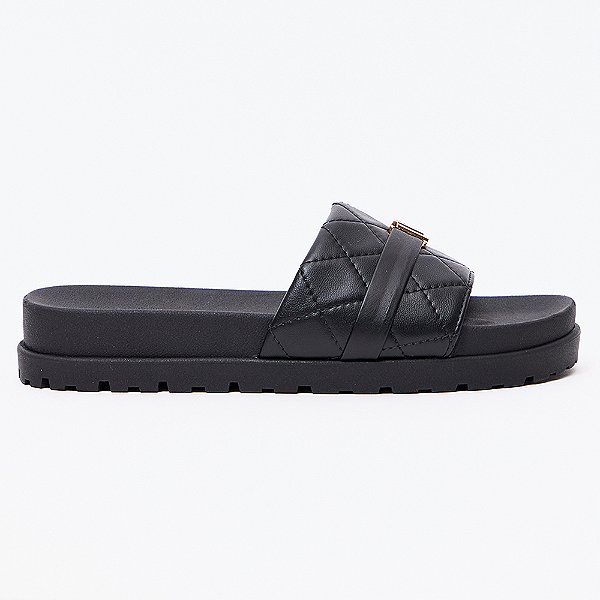 Chinelo Slide Easy Lança Perfume Metal Pr27 Preto Feminino