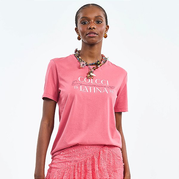 Camiseta Colcci Latina Pr27 Rosa Feminino