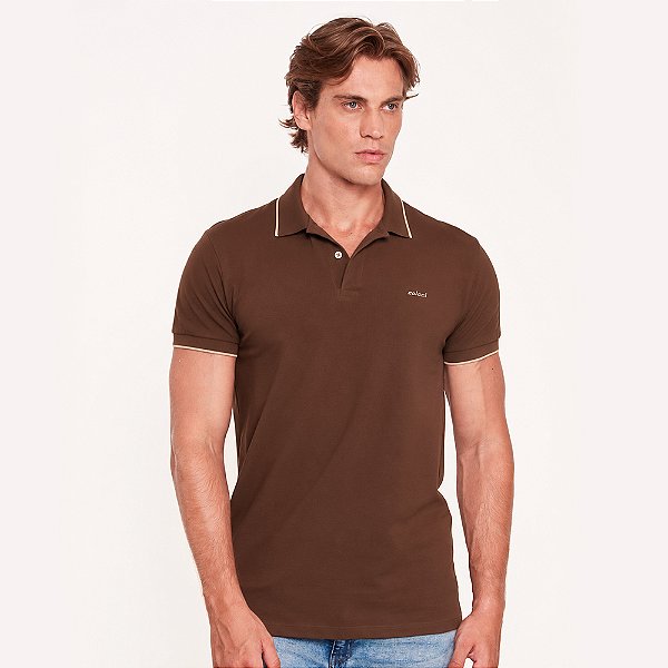 Camisa Polo Colcci Single Line Pr27 Marrom Masculino