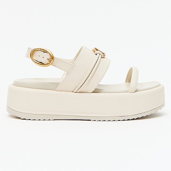 Sandália Anabela Lança Perfume Flat Elo Pr27 Bege Feminino