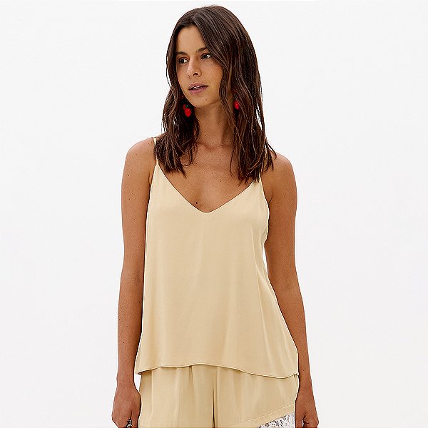 Blusa Lança Perfume Alça Acetinada Pr27 Dourado Feminino